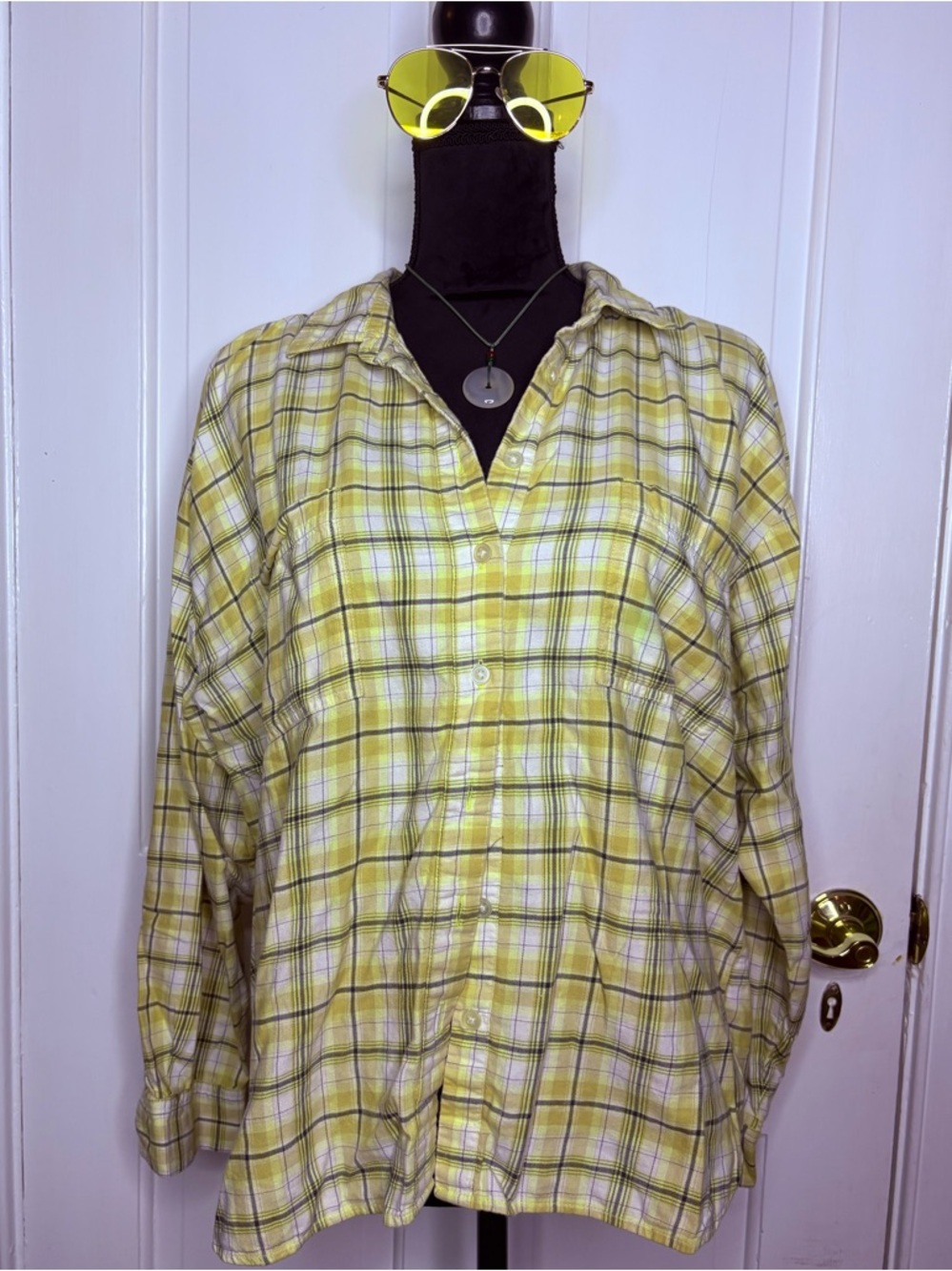 LOFT Casual Yellow Plaid Shirt